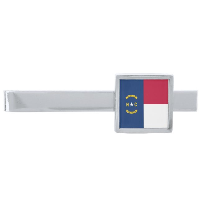 North Carolina State Flag Silver Finish Tie Bar (Front)