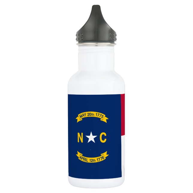 North Carolina State Flag Stainless Steel Water Bottle (Left)