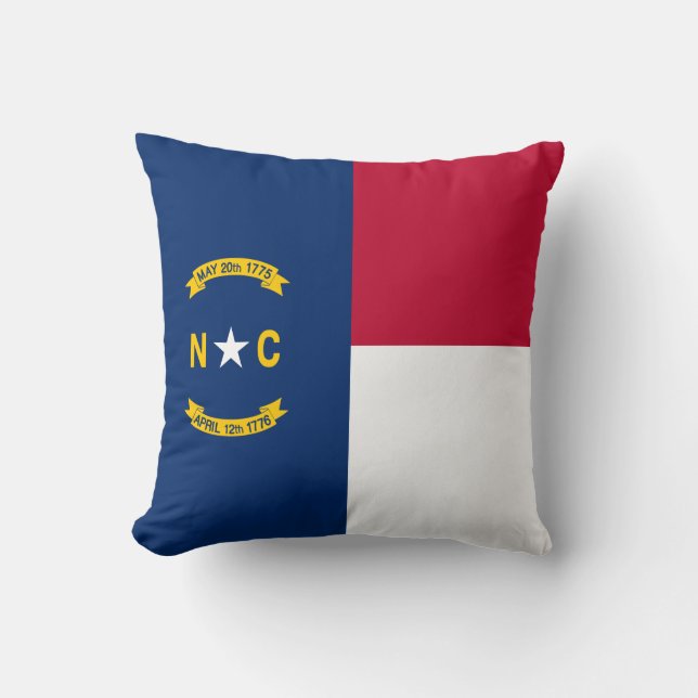 North Carolina State Flag Throw Pillow (Front)