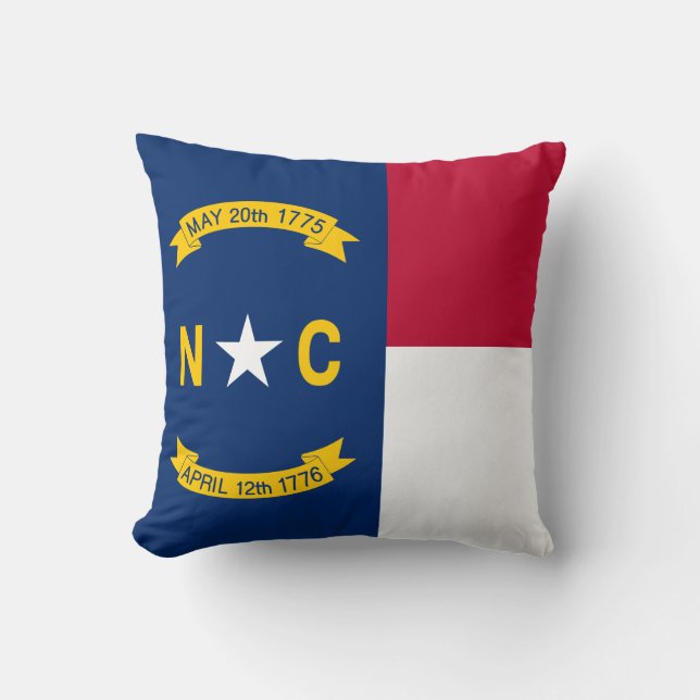 North Carolina State Flag Throw Pillow (Front)