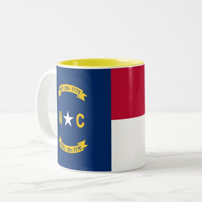 North Carolina State Flag Two-Tone Coffee Mug (Front Left)