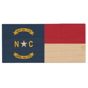 North Carolina State Flag Wood Flash Drive