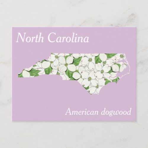 North Carolina State Flower Collage Map Postcard