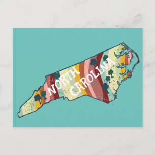 North Carolina State Map Illustrated Bold Colorful Postcard