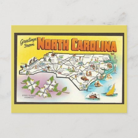 North Carolina State Map Postcard