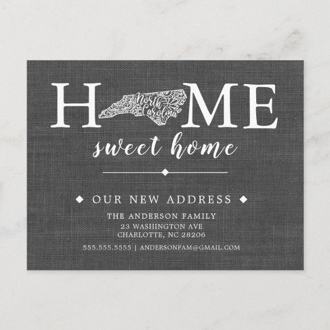 NORTH CAROLINA State Moving Announcement Post Card (Front)