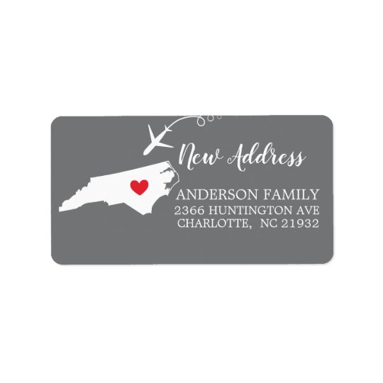 North Carolina State Moving Return Address Label