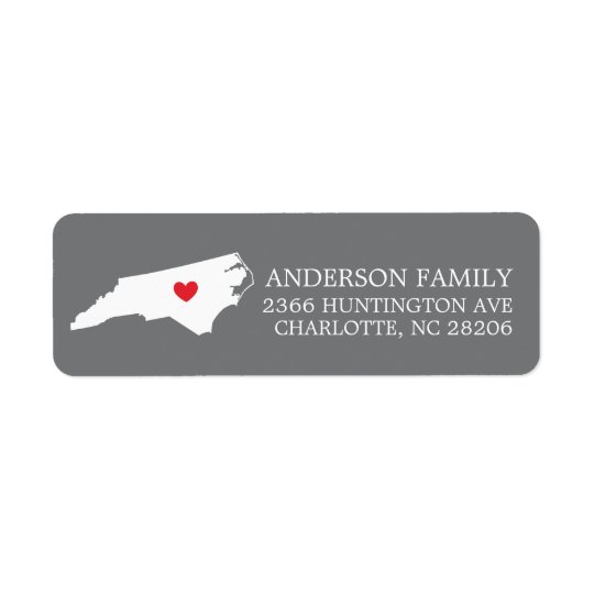 North Carolina State Moving Return Address Label
