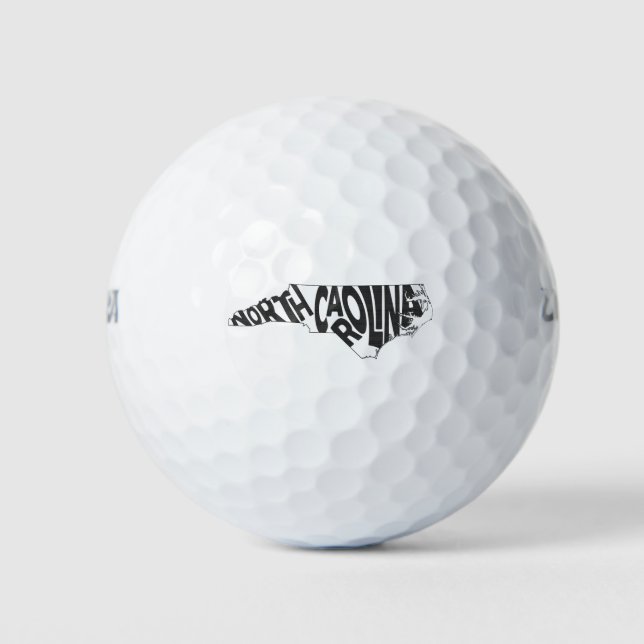 North Carolina State Name Word Art Black Golf Balls (Front)
