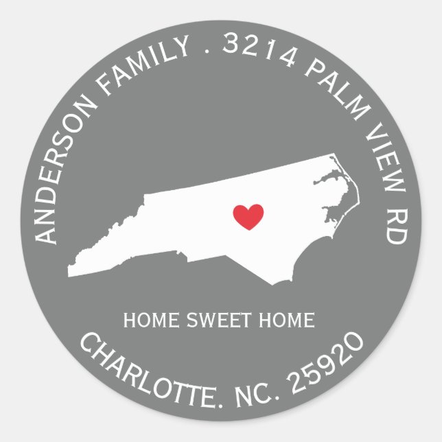 NORTH CAROLINA State |  New Address Label Sticker (Front)