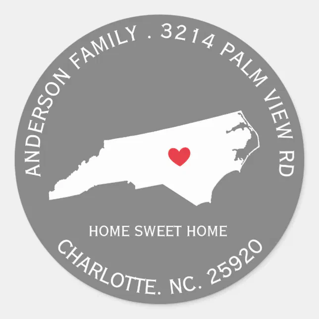 Nc State Label NORTH CAROLINA State | New Address Label Sticker | Zazzle