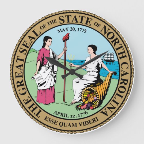 North Carolina state seal america republic symbol Large Clock