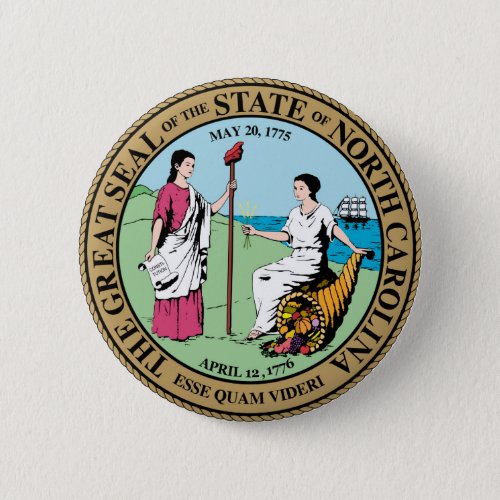North Carolina state seal america republic symbol Pinback Button
