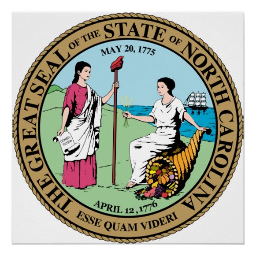 North Carolina state seal america republic symbol Poster