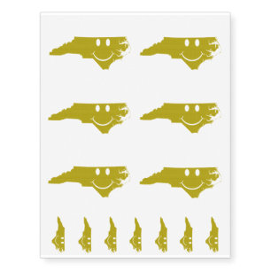 North Carolina State Shape Smiley Face Temporary Tattoos