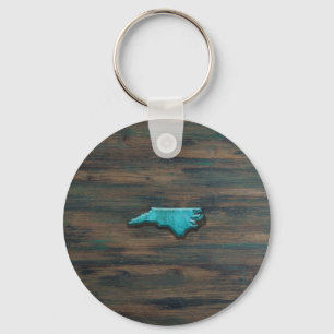 North Carolina State Shape Teal Keychain