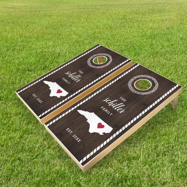 North Carolina State Silhouette Family Name Cornhole Set (Creator Uploaded)