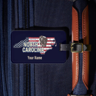 North Carolina State United States Map USA Vintage Luggage Tag