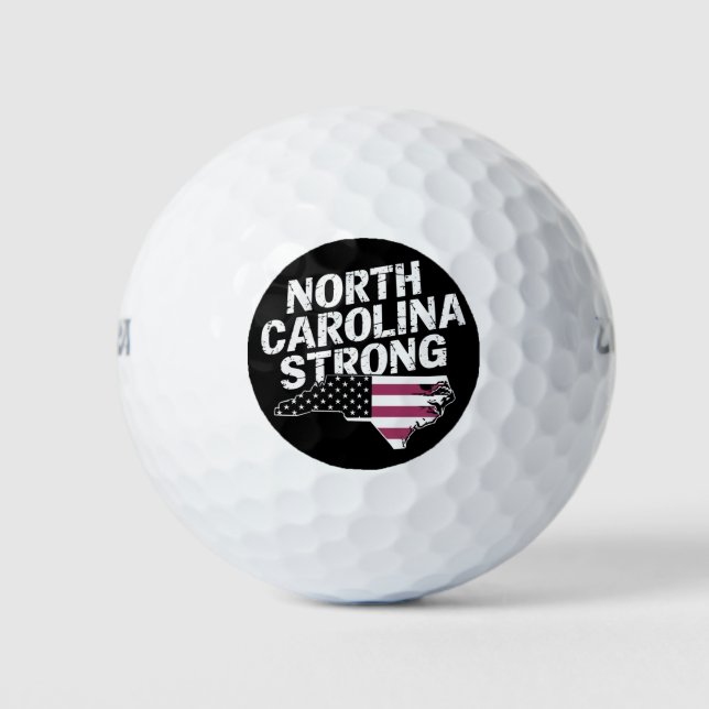 North Carolina Strong With NC State And USA Flag Golf Balls (Front)