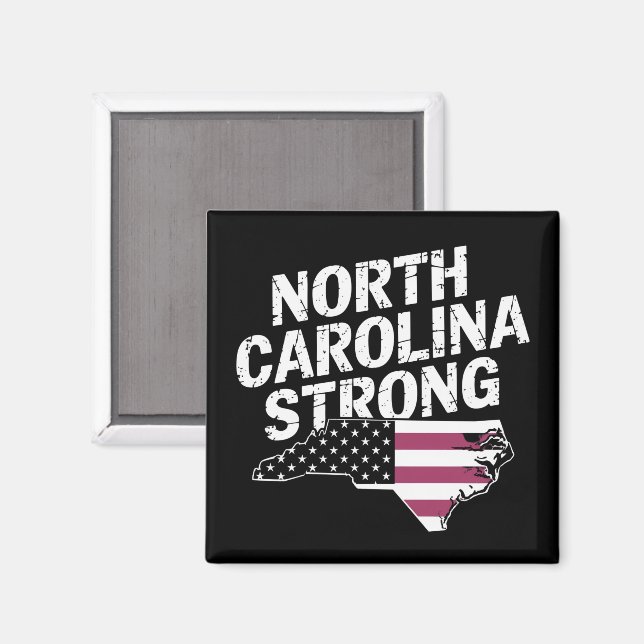 North Carolina Strong With NC State And USA Flag Magnet (Front/Back)