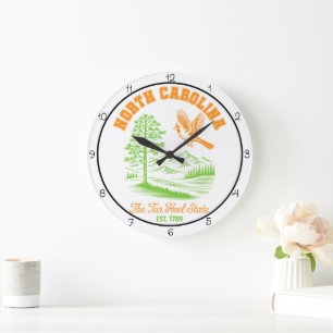 North Carolina Tar Heel State Cardinal Large Clock