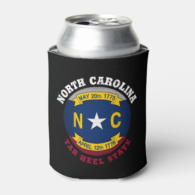 NORTH CAROLINA TAR HEEL STATE FLAG  CAN COOLER (Can Front)
