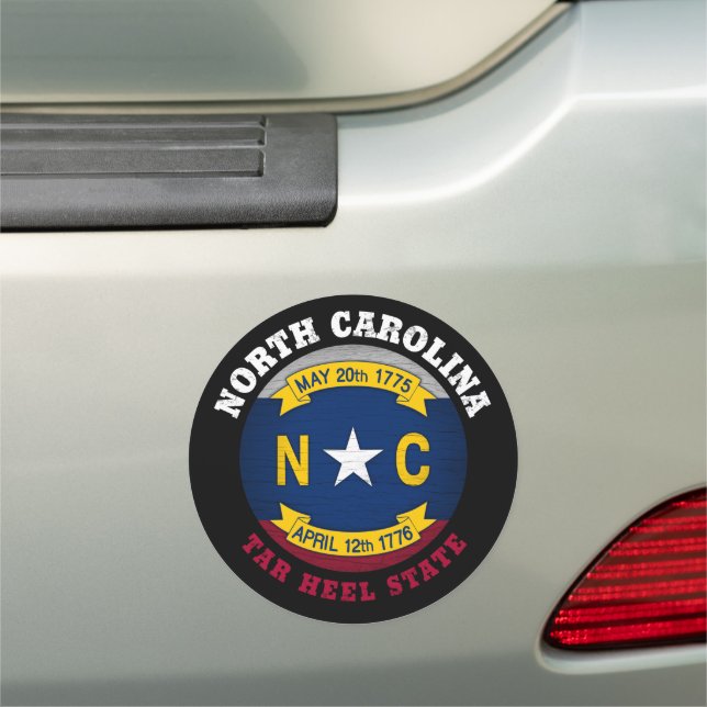 NORTH CAROLINA TAR HEEL STATE FLAG CAR MAGNET (In Situ)