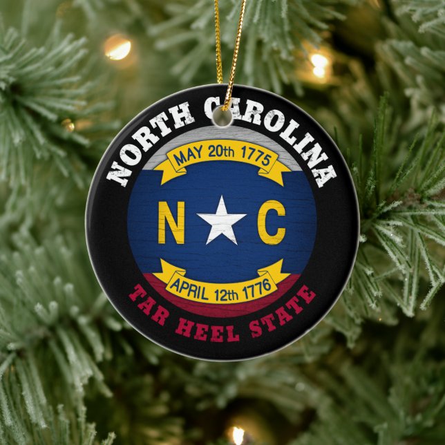 NORTH CAROLINA TAR HEEL STATE FLAG CERAMIC ORNAMENT (Tree)