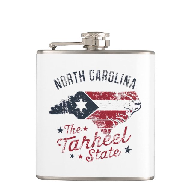 North Carolina The Tarheel State Map Flask (Front)