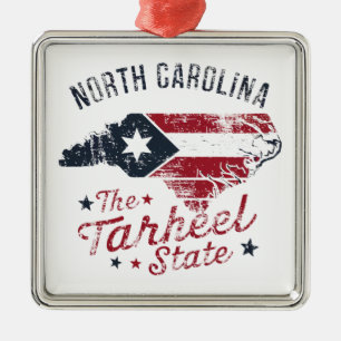 North Carolina The Tarheel State Map Metal Ornament