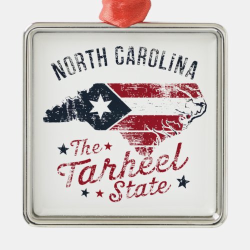 North Carolina The Tarheel State Map Metal Ornament