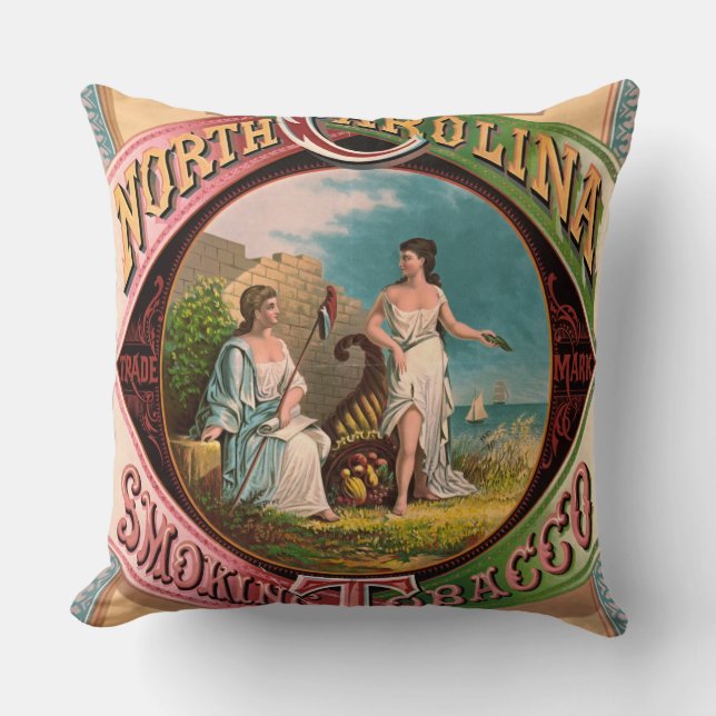 North Carolina Tobacco Ad 1879 Throw Pillow (Front)