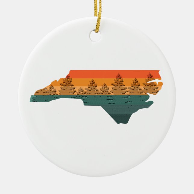 North Carolina Tree Silhouette Ceramic Ornament (Front)