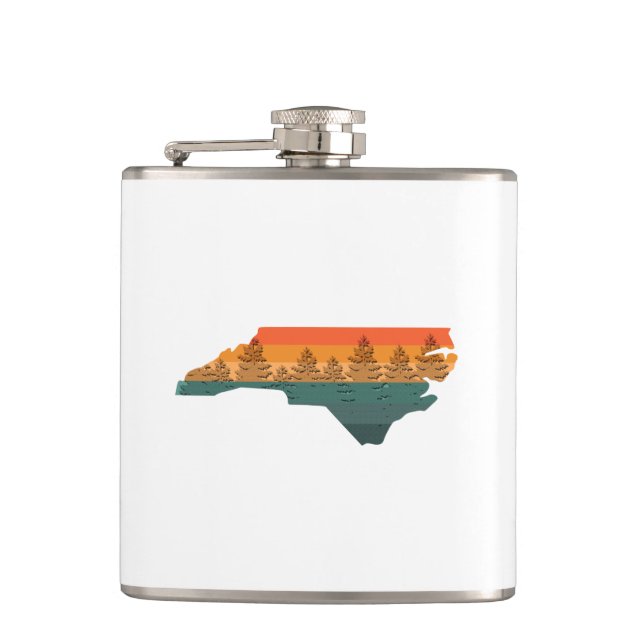 North Carolina Tree Silhouette Flask (Front)