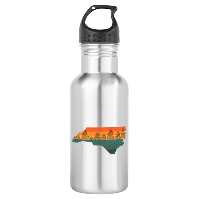North Carolina Tree Silhouette Stainless Steel Water Bottle (Front)