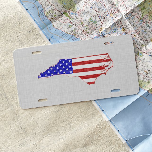 North Carolina USA flag silhouette state map License Plate (In Situ)