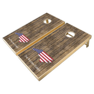 North Carolina USA Stars Stripes Map Family Nm Wd Cornhole Set