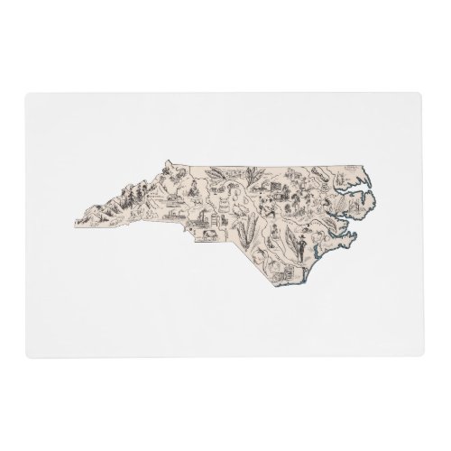 North Carolina Vintage Picture Map Placemat