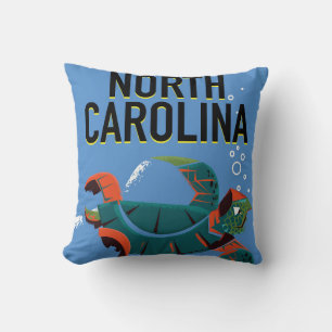 North Carolina vintage travel poster. Throw Pillow
