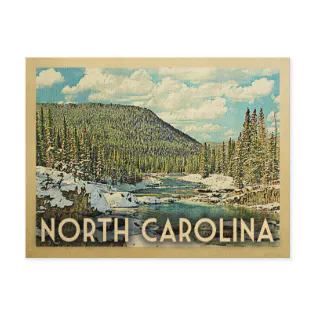 North Carolina Vintage Travel Snowy Winter Nature Postcard North Carolina Vintage Travel Snowy Winter Nature Postcard