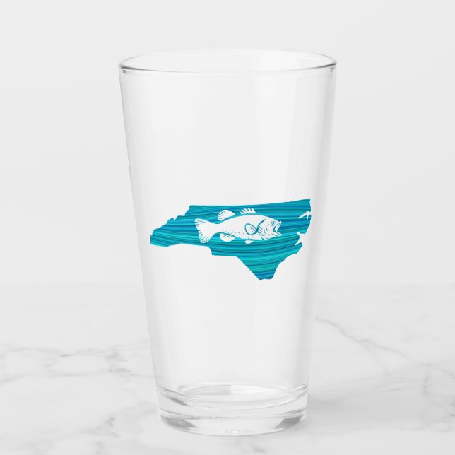 North Carolina Wave Fishing Glass (Front)