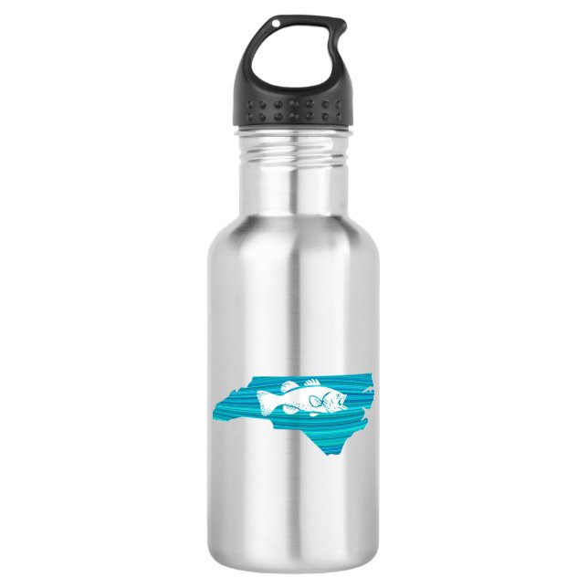 North Carolina Wave Fishing Stainless Steel Water Bottle (Front)