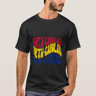 North Carolina Wavy Text Patriotic Design T-Shirt