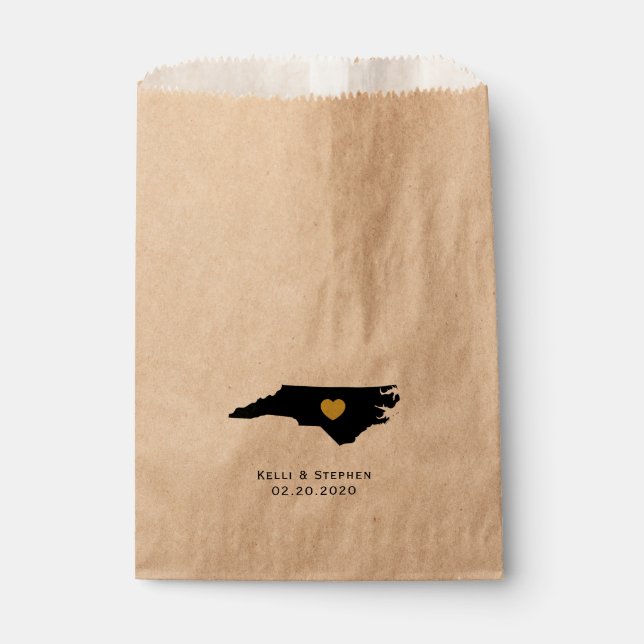 North Carolina Wedding Favor Treat Sacks Gift Bags (Front)