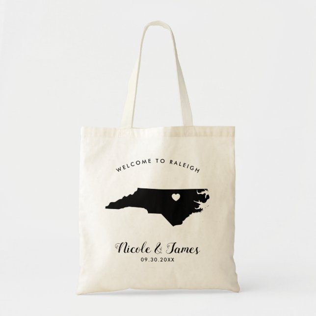 North Carolina Wedding Welcome Bag for Hotel Guest (Front)