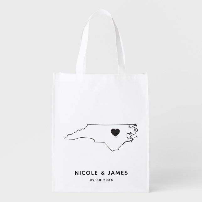 North Carolina Wedding Welcome Bag Map Tote (Front)