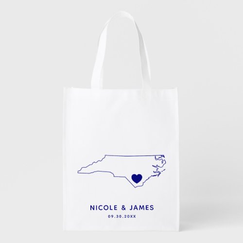North Carolina Wedding Welcome Bag Tote with Map