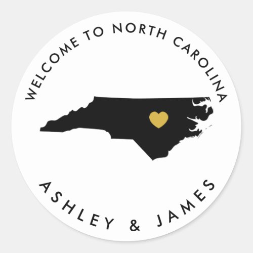 North Carolina Wedding Welcome Sticker for Box Bag