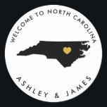 North Carolina Wedding Welcome Sticker for Box Bag<br><div class="desc">Use this sticker to label the welcome bags or treat boxes for your out of town hotel guests,  and welcome them to North Carolina!</div>