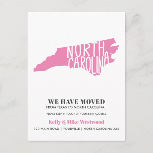 NORTH CAROLINA Weve moved New address New Home  Postcard